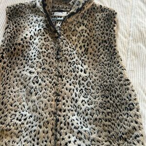 Leopard Print Faux Fur Vest